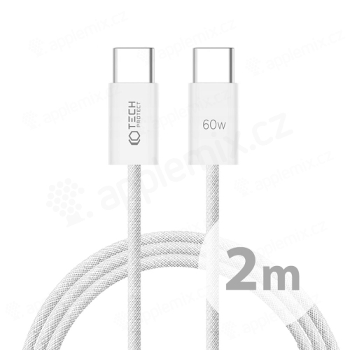 Kábel USB-C / USB-C TECH-PROTECT pre Apple iPhone / iPad / MacBook - šnúrka - biely - 2 m