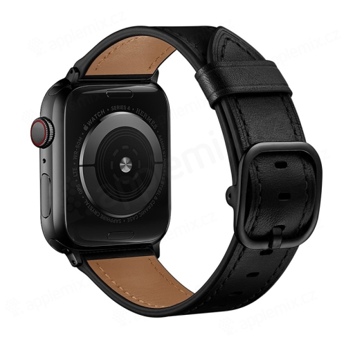 Řemínek pro Apple Watch Ultra 49mm / 46mm / 45mm / 44mm / 42mm - kožený - černý