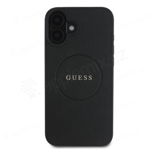 Kryt GUESS Grained Classic Logo pro Apple iPhone 16 Plus - podpora MagSafe - umělá kůže - černý