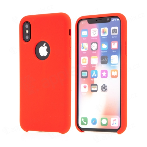 Kryt pro Apple iPhone X - gumový - příjemný na dotek - výřez pro logo - červený
