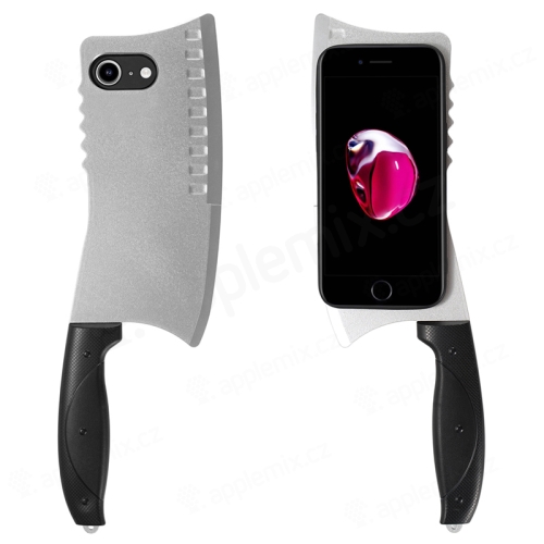 Kryt pre Apple iPhone 7 / 8 / SE (2020) / SE (2022) - Sekáčik na mäso - plast / guma - strieborný / čierny