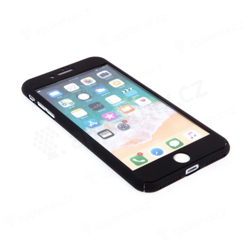 Kryt pre Apple iPhone 7 Plus / 8 Plus - 360°ochrana - plast - čierny + tvrdené sklo