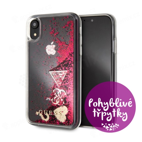 Kryt GUESS Liquid Glitter pro Apple iPhone Xr - plastový - růžové (malinové) třpytky