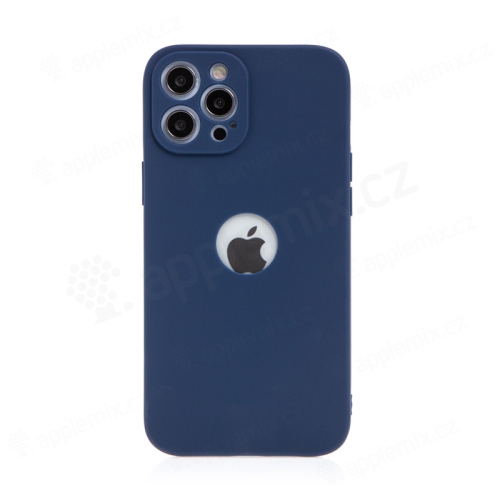 Kryt FORCELL Soft pro Apple iPhone 12 Pro Max - gumový - s výřezem pro logo - tmavě modrý