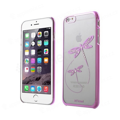 Plastový kryt X-FITTED pro Apple iPhone 6 Plus / 6S Plus - průhledný + růžový rámeček