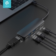 Rozbočovač / hub DEVIA pro Apple MacBook Air / Pro - USB-C na USB-C + 2x USB-A 3.0 + HDMI