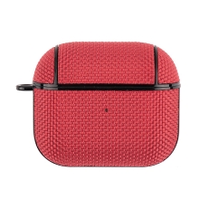 Pouzdro pro Apple AirPods 3 + karabina - plastové / látkové - červené