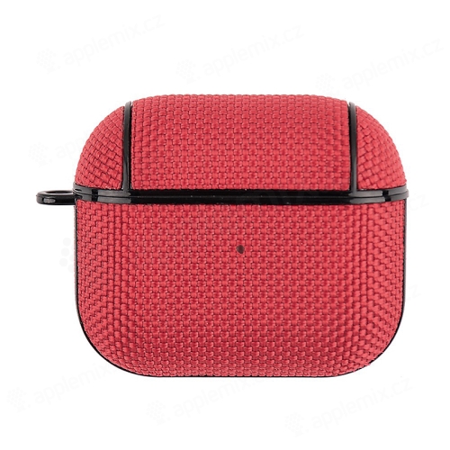 Puzdro pre Apple AirPods 3 + karabína - plast / látka - červené