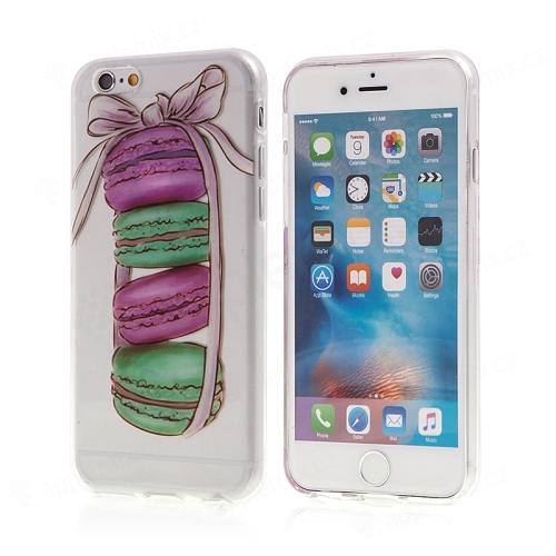 Kryt pre Apple iPhone 6 / 6S gumový - priehľadný - farebné makrónky