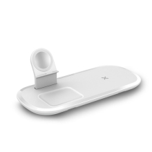 3v1 nabíjecí stanice Qi / stojánek pro Apple iPhone + AirPods + Watch - bílá