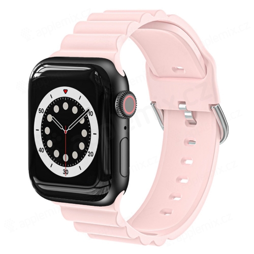 Remienok pre Apple Watch Ultra 49 mm / 45 mm / 44 mm / 42 mm - 3D prúžky - silikónový - svetlo ružový