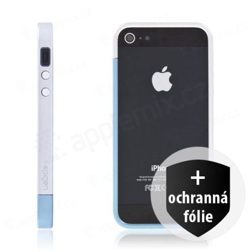 Ochranný rámeček / bumper SGP pro Apple iPhone 5 / 5S / SE - barvy stříbrno-modré + ochranná fólie