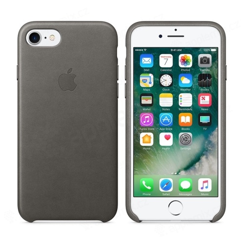 Originální kryt pro Apple iPhone 7 / 8 - kožený - bouřkově šedý