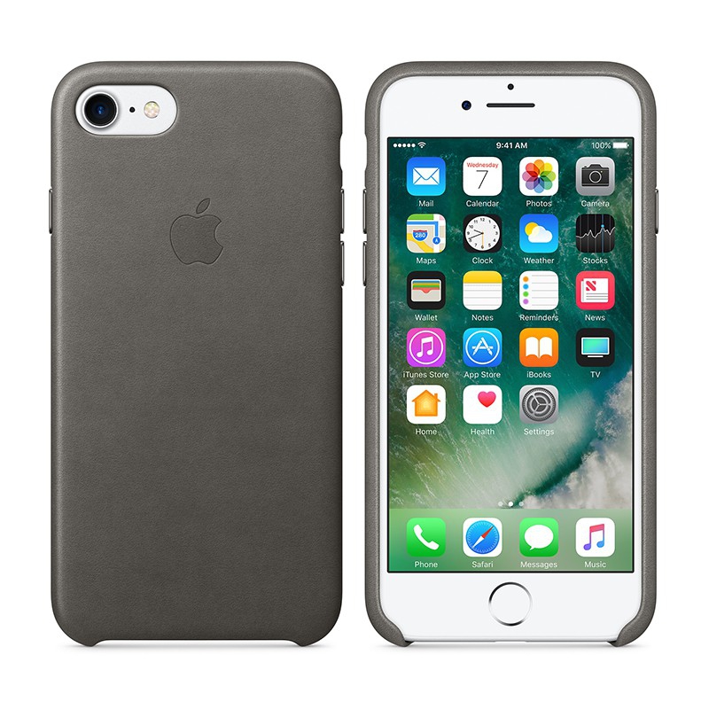 Originální kryt pro Apple iPhone 7 / 8 - kožený - bouřkově šedý