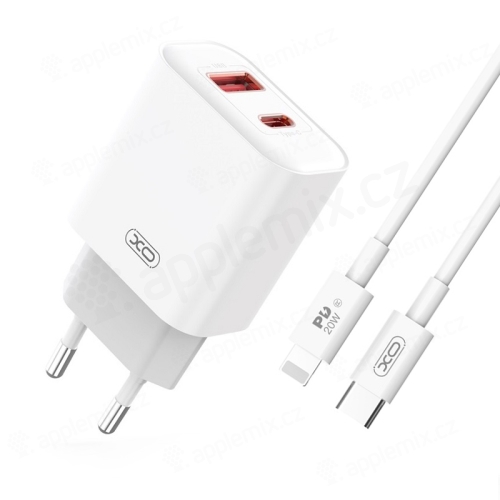 2v1 nabíjecí sada XO pro Apple iPhone / iPad - EU adaptér + kabel USB-C - Lightning 1m - 20W - bílá