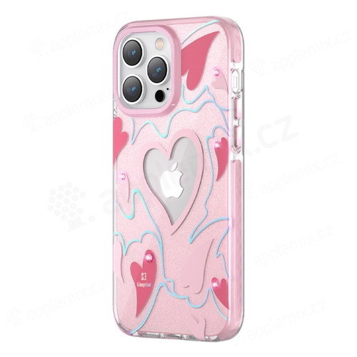 Kryt KINGXBAR Heart pre Apple iPhone 14 Pro - plast / guma - srdce - ružový