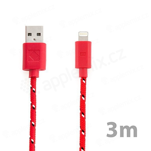 Synchronizační a nabíjecí kabel Lightning pro Apple iPhone / iPad / iPod - tkanička - červený - 3m
