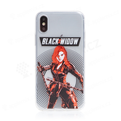 Kryt MARVEL pre Apple iPhone X / Xs - Black Widow - gumový - čierny