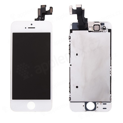 Osazená přední čast (LCD panel, touch screen digitizér atd.) pro Apple iPhone 5S / SE - bílý