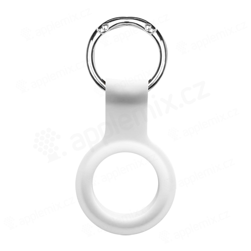 Kryt / obal DEVIA pre Apple AirTag - kovový krúžok - silikónový - biely