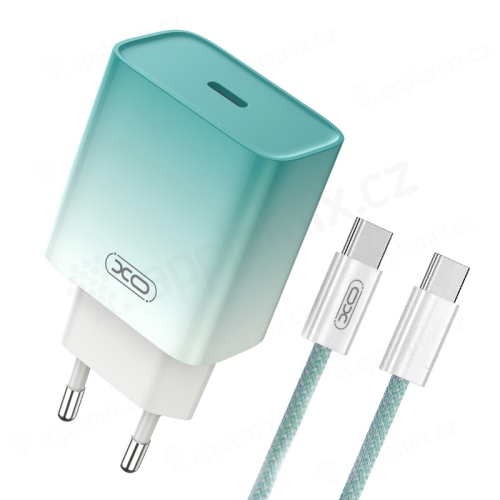 Nabíjacia súprava XO CE18 pre Apple iPhone / iPad - 30W adaptér USB-C EÚ + kábel USB-C - biela / modrá
