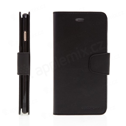 Mercury Sonata Diary case pre Apple iPhone 6 Plus / 6S Plus - stojan a priehradka na osobné dokumenty - čierna