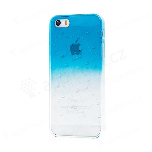 Kryt pro Apple iPhone 5 / 5S / SE - plastový -  modrý / průhledný - kapky vody