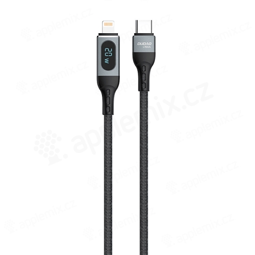 Nabíjecí kabel DUDAO - USB-C/ Lightning - 20W - LCD displej - tkanička - černý