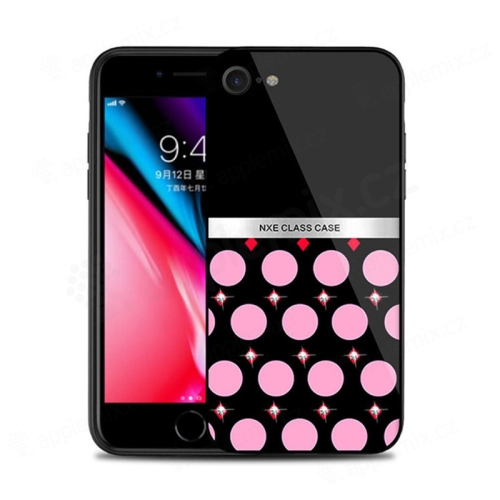 Kryt NXE pro Apple iPhone 7 / 8 - sklo / guma - černý / růžový