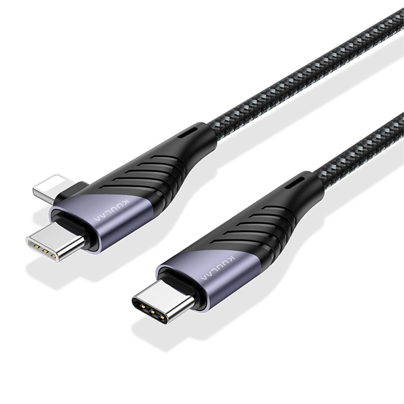 Synchronizační a nabíjecí kabel KUULAA - USB-C - Lightning pro Apple zařízení - tkanička - šedý - 1,2m