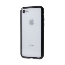 Kryt pro Apple iPhone 7 / 8 / SE (2020) - magnetické uchycení - sklo / kov - 360° ochrana - průhledný / černý