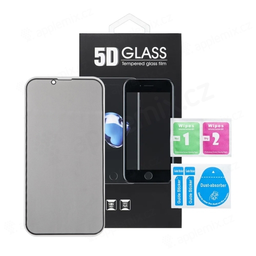 Tvrzené sklo (Tempered Glass) "5D" pro Apple iPhone 13 Pro - 2,5D - černý rámeček - privacy - 0,3mm