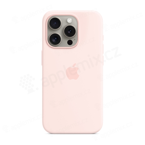 Originální kryt pro Apple iPhone 15 Pro - MagSafe - silikonový - světle růžový
