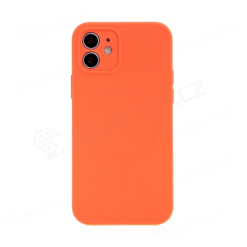 Kryt USAMS pre Apple iPhone 12 - Kompatibilný s MagSafe - Príjemný na dotyk - Silikón - oranžový