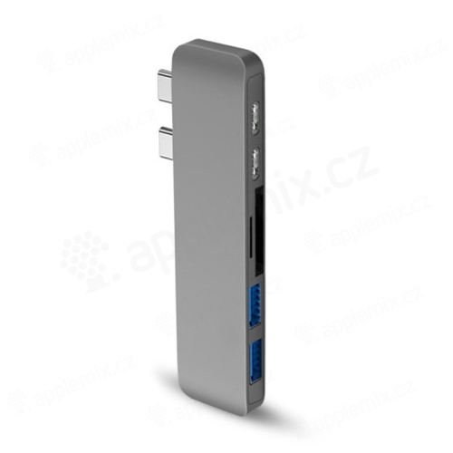 Dokovacia stanica / replikátor portov pre Apple MacBook Pro - 2x USB-C na 2x USB-C + 2x USB-A + SD - sivá