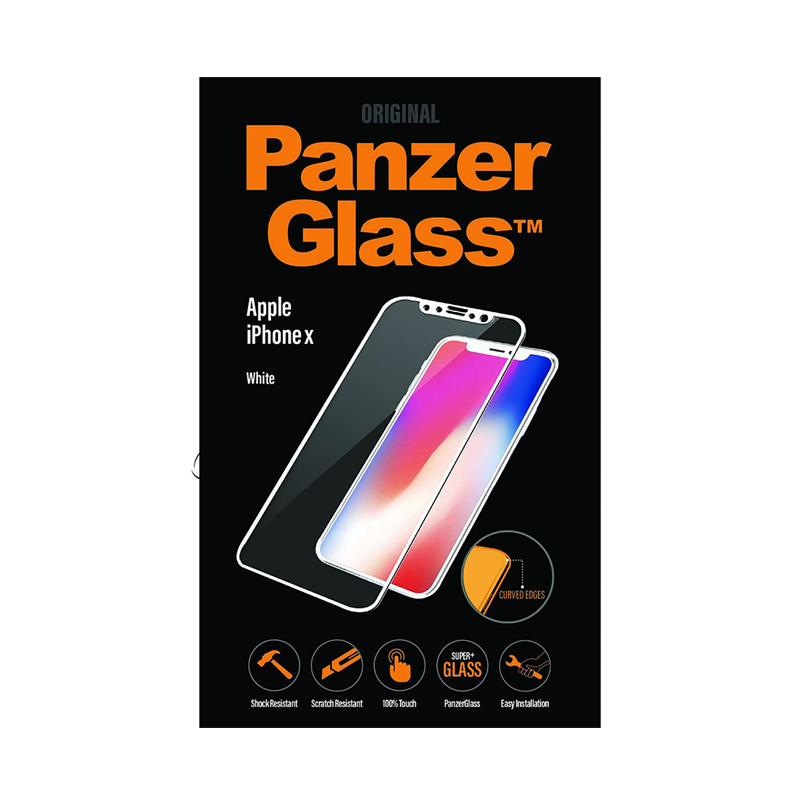 Tvrzené sklo (Tempered Glass) PANZERGLASS pro Apple iPhone X / Xs / 11 Pro - 3D hrana - bílé - 0,4mm