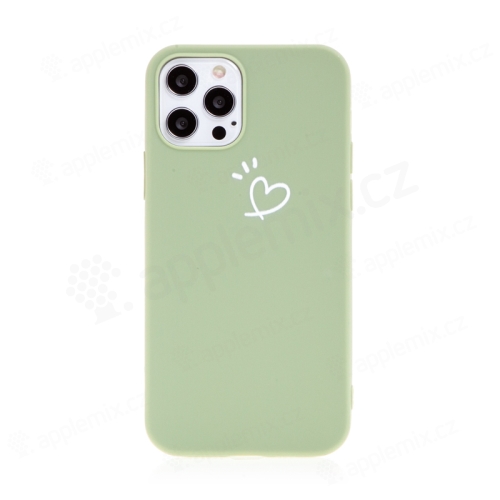 Kryt pro Apple iPhone 12 / 12 Pro - srdce - gumový - zelený