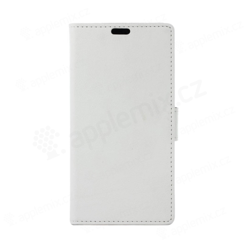 Puzdro pre Apple iPhone Xs Max - stojan + slot na kreditnú kartu - umelá koža - biele