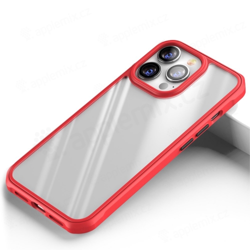 Kryt pre Apple iPhone 13 Pro Max - plast / guma - priehľadný / červený