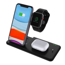 Stojánek / bezdrátová nabíječka Qi 4v1 - 2x Apple iPhone + Watch + AirPods - nastavitelný