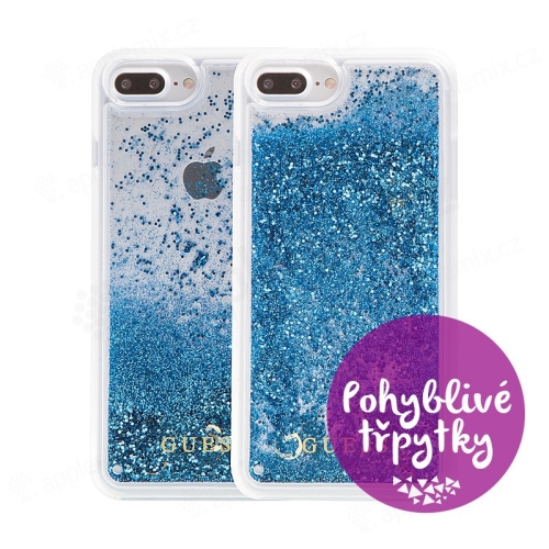 Kryt GUESS pro Apple iPhone 6 Plus / 6S Plus / 7 Plus / 8 Plus - plastový - glitter / modré třpytky
