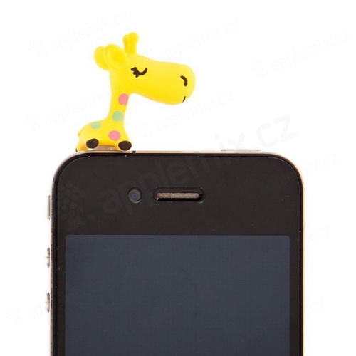 Antiprachová záslepka na jack konektor pro Apple iPhone a další zařízení - giraffe - žlutá
