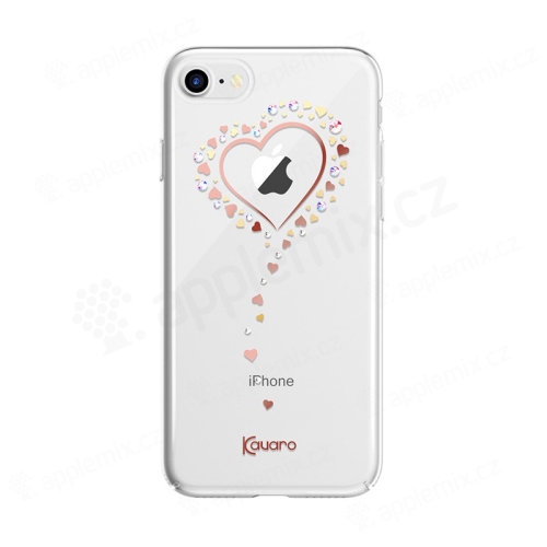 Kryt KAVARO pro Apple iPhone 7 / 8 / SE (2020) - plastový - srdce a kamínky - zlatý / průhledný