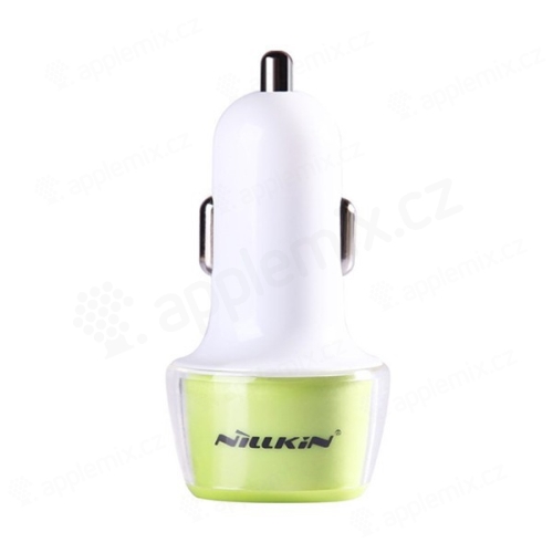 Nabíječka do auta NILLKIN Jelly s 2 USB porty (1A, 2.4A) - bílá / zelená