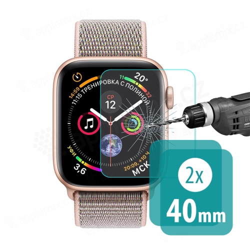 Tvrdené sklo pre Apple Watch 40 mm series 4 - číre - sada 2 kusov