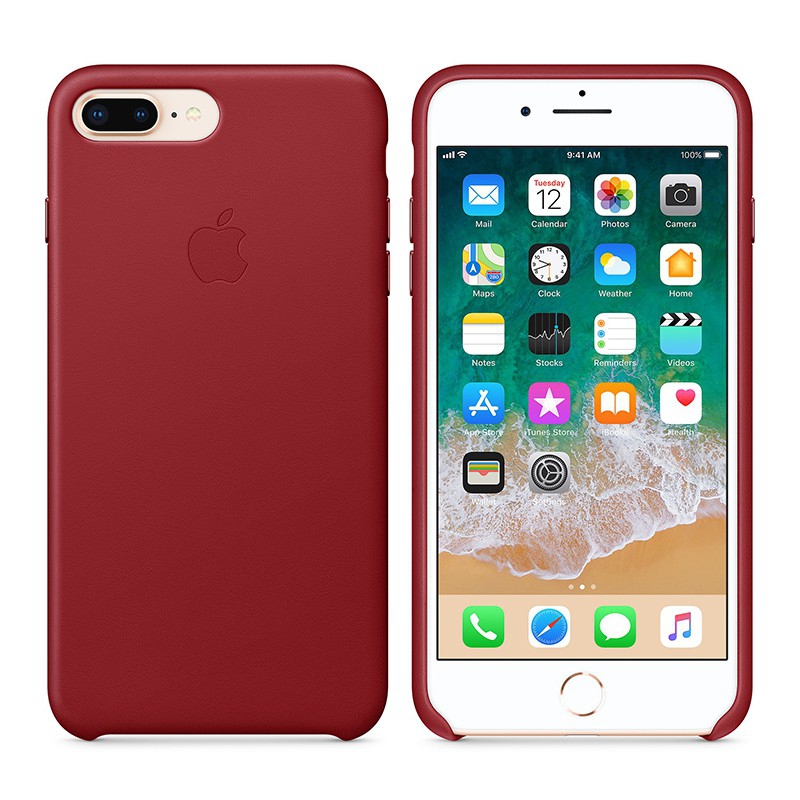 Originální kryt pro Apple iPhone 7 Plus / 8 Plus - kožený - červený