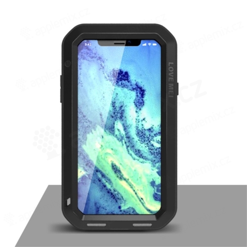 Pouzdro LOVE MEI pro Apple iPhone X / Xs - outdoor - kov / silikon - tvrzené sklo na přední části - černé
