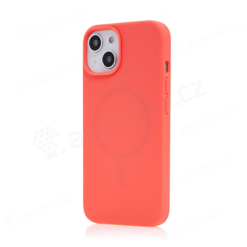 Kryt pre Apple iPhone 14 - silikónový - podpora MagSafe - marhuľovo oranžový