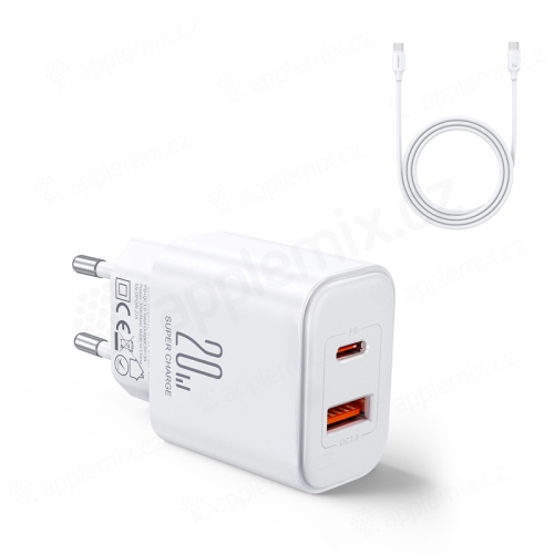 2v1 nabíjecí sada JOYROOM  pro Apple iPhone / iPad - EU adaptér + kabel USB-C - USB-C 1m - 20W - bílá