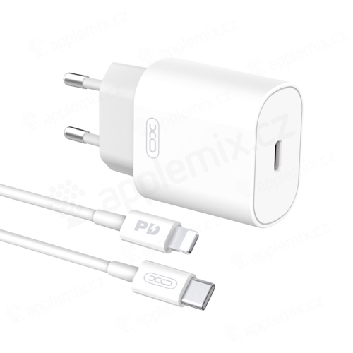 2v1 nabíjecí sada 25W pro Apple zařízení - EU adaptér a kabel USB-C / Lightning - bílá